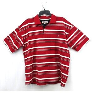 KAALU Polo Shirt Mens Size 2XL Red Striped Short Sleeve Rugby Golf